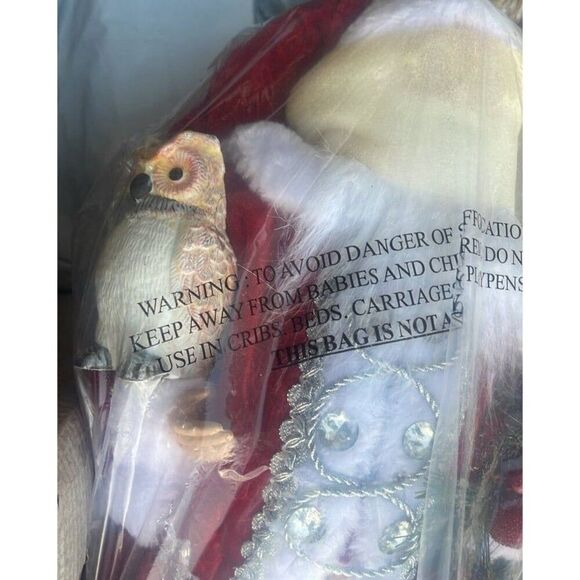 HOLIDAY LANE 18"H Fabric Standing Santa with Wreath and Owl - Picture 4 of 4